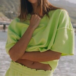 Daily Drills Cropped Sleeve Crew in Citron